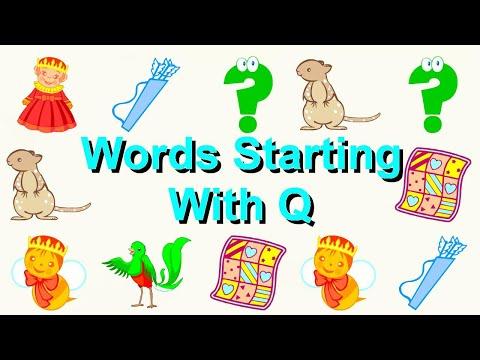 Words starting with Q, Quoll, Queenbee, Question, Alphabet Flashcards, Learning ABC, Phonics, Sounds