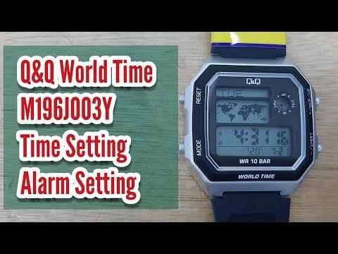 How To Setting Time and Alarm Q&Q M196J013Y Digital World Time Watch | Watch Repair Channel