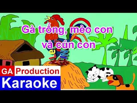 Karaoke Gà Trống Mèo Con Và Cún Con Beat Chậm - Nhạc thiếu nhi mầm non
